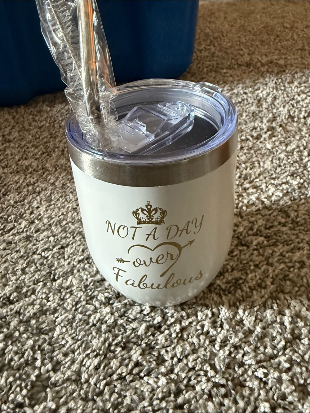 White & Gold 'Not A Day Over Fabulous' Insulated Tumbler